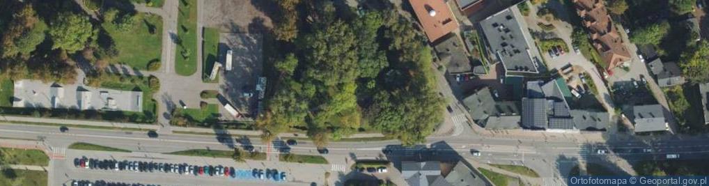 Zdjęcie satelitarne W tym miejscu znajdował się w latach 1480-1847 cmentarz i pierw