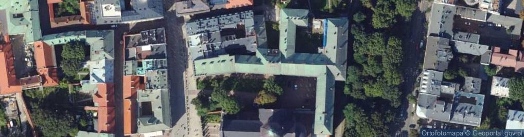 Zdjęcie satelitarne Bursa Długosza Iurisperitorum zwana, w Krakowie na ul. Grodzkiej przy Gmachu św. Piotra, zburzona w 1840 r.