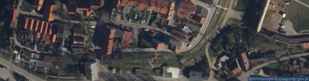 Zdjęcie satelitarne Gniew, Plac Grunwaldzki, štít kostela svatého Mikuláše