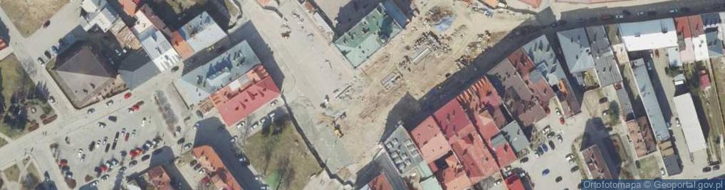 Zdjęcie satelitarne Jarosław, centrum města, Rynek, domy na náměstí