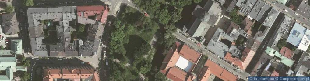 Zdjęcie satelitarne Krakov, Stare Miasto, pozůstatky historického opevnění