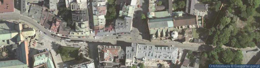 Zdjęcie satelitarne Krakov, Stare Miasto, ulice Dominikańska, tramvaj