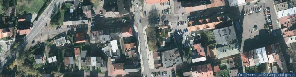 Zdjęcie satelitarne Skoczów synagoga pomnik z 1994