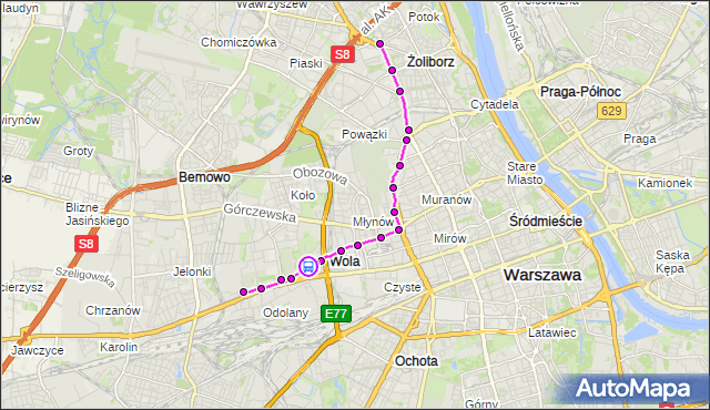Rozkład jazdy tramwaju 27 na przystanku Elekcyjna 04. ZTM Warszawa na mapie Targeo