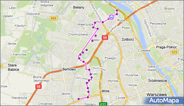 Rozkład jazdy autobusu 197 na przystanku Klaudyny 02. ZTM Warszawa na mapie Targeo