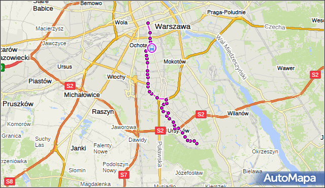 Rozkład jazdy autobusu N34 na przystanku Metro Pole Mokotowskie 02. ZTM Warszawa na mapie Targeo