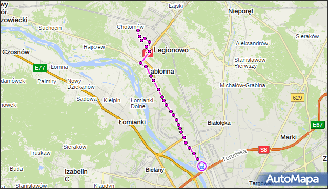 Rozkład jazdy autobusu 723 na przystanku Żerań FSO 02. ZTM Warszawa na mapie Targeo