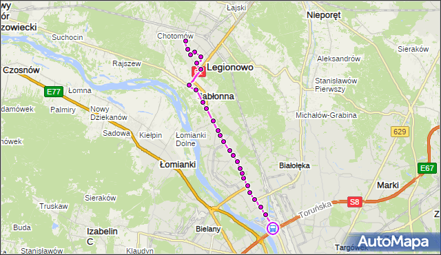 Rozkład jazdy autobusu 723 na przystanku Żerań FSO 10. ZTM Warszawa na mapie Targeo
