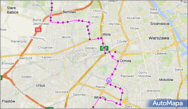 Rozkład jazdy autobusu 154 na przystanku PKP Rakowiec 01. ZTM Warszawa na mapie Targeo