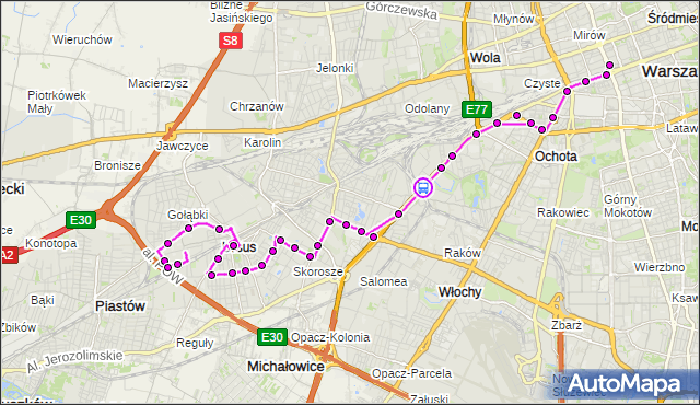 Rozkład jazdy autobusu N35 na przystanku PKP WKD Al.Jerozolimskie 02. ZTM Warszawa na mapie Targeo