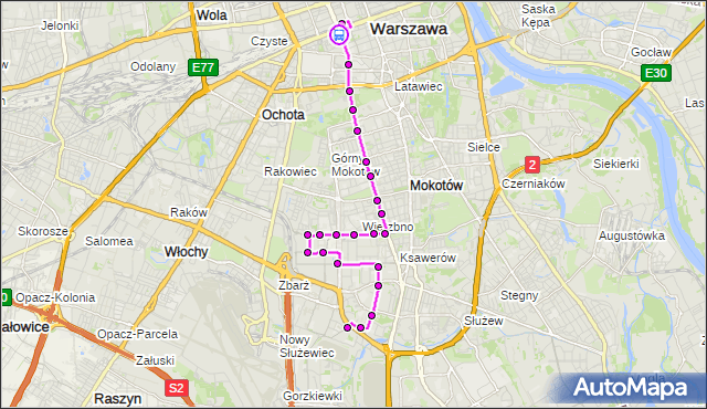Rozkład jazdy autobusu N36 na przystanku Dw.Centralny 05. ZTM Warszawa na mapie Targeo