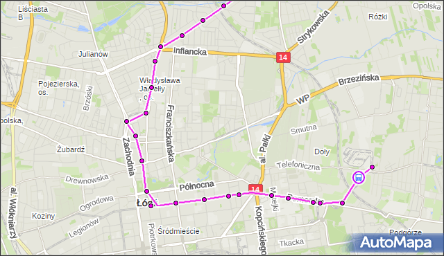 Rozkład jazdy tramwaju 3 na przystanku Telefoniczna Zajezdnia. MPKLodz na mapie Targeo