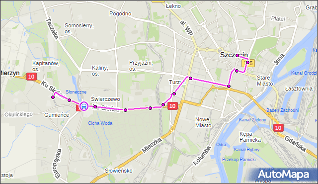 Rozkład jazdy tramwaju 10 na przystanku Ku Słońcu 22. ZDiTM Szczecin na mapie Targeo