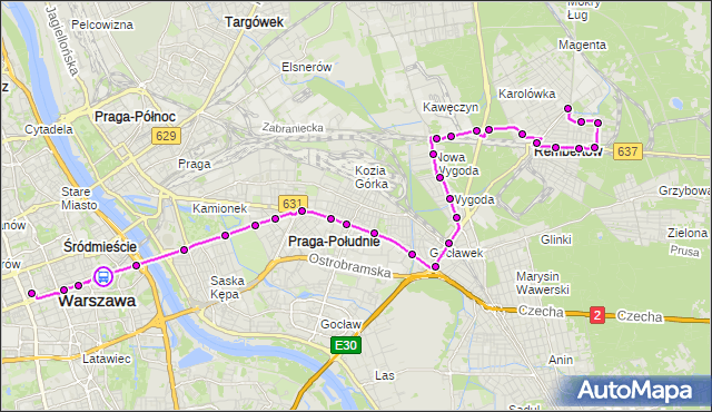 Rozkład jazdy autobusu N24 na przystanku PKP Powiśle 01. ZTM Warszawa na mapie Targeo