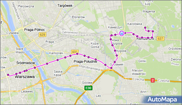 Rozkład jazdy autobusu N24 na przystanku Stężycka 02. ZTM Warszawa na mapie Targeo