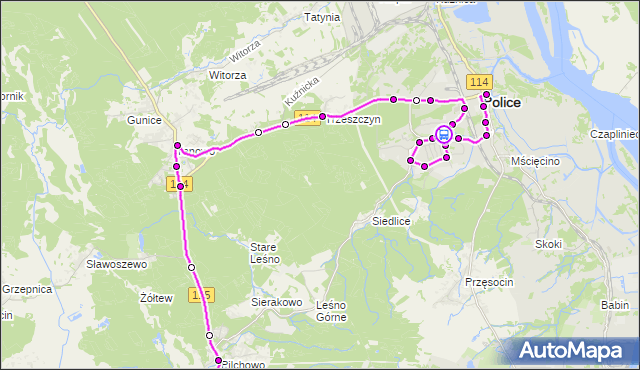 Rozkład jazdy autobusu 103 na przystanku Police Piłsudskiego Rondo 11. ZDiTM Szczecin na mapie Targeo