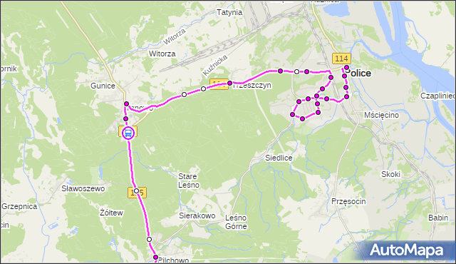 Rozkład jazdy autobusu 103 na przystanku Tanowo Wojska Polskiego 11. ZDiTM Szczecin na mapie Targeo