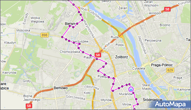 Rozkład jazdy autobusu N41 na przystanku Metro Ratusz-Arsenał 01. ZTM Warszawa na mapie Targeo