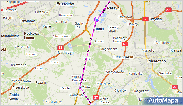 Rozkład jazdy autobusu 728 na przystanku Janki 02. ZTM Warszawa na mapie Targeo