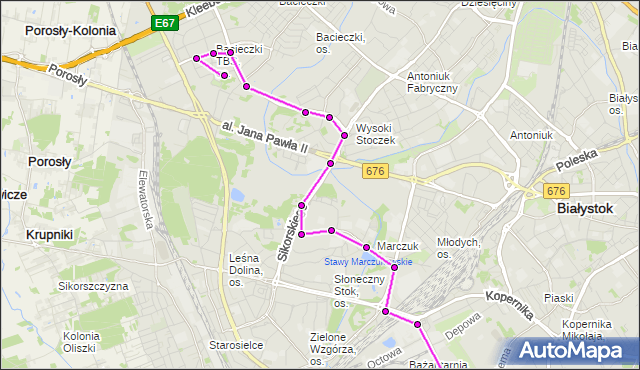 Mapa Polski Targeo, Autobus 17 - trasa HERBERTA - Zajezdnia; dojazd do przystanku:SKŁADOWA/HURTOWA(440)(nr inw. 440). BKM na mapie Targeo