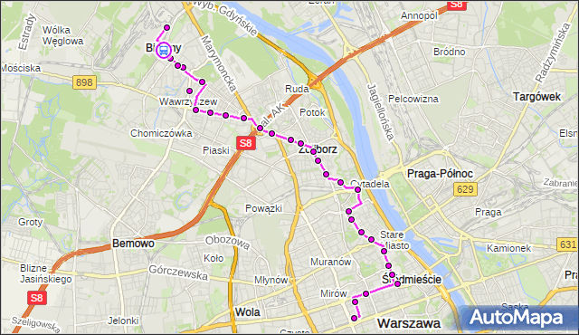 Rozkład jazdy autobusu N44 na przystanku Metro Młociny 03. ZTM Warszawa na mapie Targeo