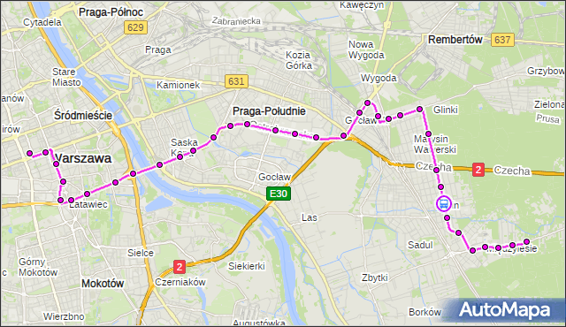 Rozkład jazdy autobusu N25 na przystanku Alpejska-Instytut 02. ZTM Warszawa na mapie Targeo