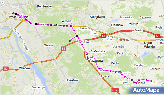 Rozkład jazdy autobusu 720 na przystanku Gocławek 01. ZTM Warszawa na mapie Targeo