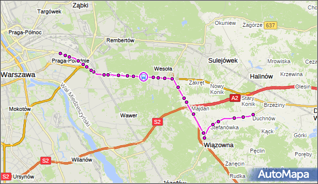 Rozkład jazdy autobusu 730 na przystanku Objazdowa 01. ZTM Warszawa na mapie Targeo