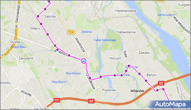 Rozkład jazdy autobusu 164 na przystanku Wilanów 02. ZTM Warszawa na mapie Targeo
