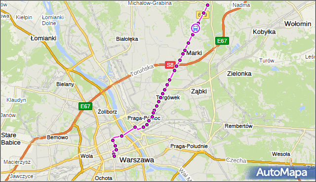 Rozkład jazdy autobusu N61 na przystanku Pustelnik 01. ZTM Warszawa na mapie Targeo