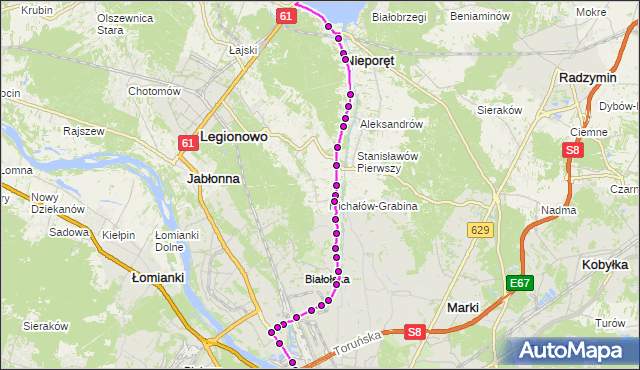 warszawa zegrze mapa Autobus 735   trasa ZEGRZE PŁD. ZP   ŻERAŃ FSO. ZTM Warszawa na 