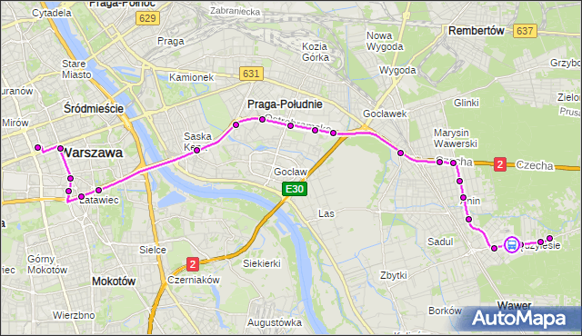 Rozkład jazdy autobusu 525 na przystanku Bursztynowa-Szpital 02. ZTM Warszawa na mapie Targeo