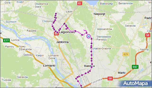 Rozkład jazdy autobusu 736 na przystanku Anusinek 01. ZTM Warszawa na mapie Targeo
