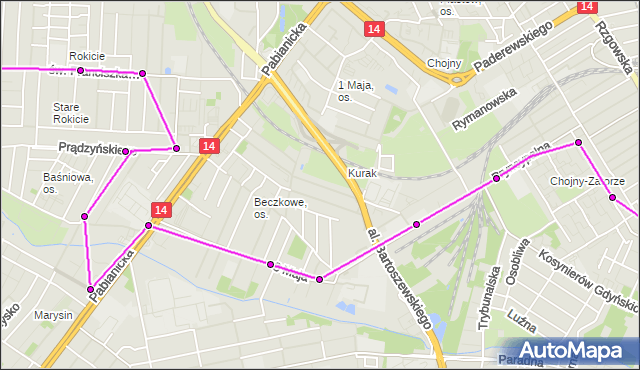 Rozkład jazdy autobusu 63 na przystanku Pryncypalna - Mieszkalna. MPKLodz na mapie Targeo