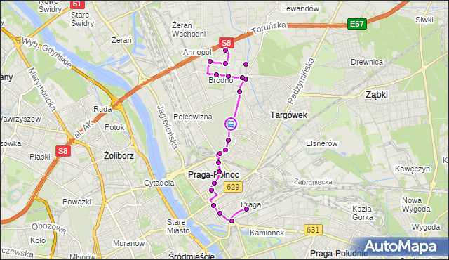 Rozkład jazdy autobusu 169 na przystanku Cm.Bródnowski 01. ZTM Warszawa na mapie Targeo