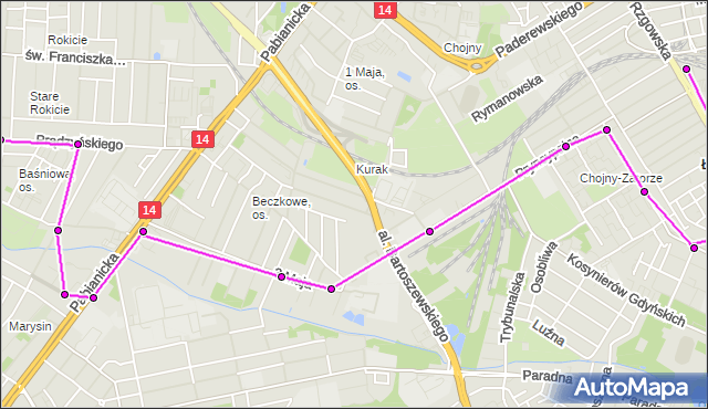 Rozkład jazdy autobusu 63 na przystanku Pryncypalna - Kosynierów Gdyńskich NŻ. MPKLodz na mapie Targeo