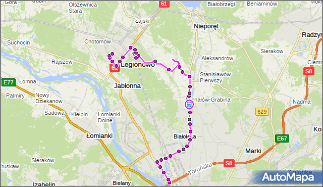 Rozkład jazdy autobusu 736 na przystanku Kobiałka 02. ZTM Warszawa na mapie Targeo