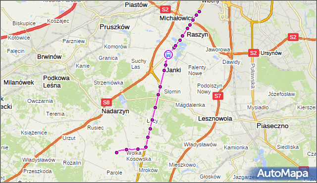 Rozkład jazdy autobusu 721 na przystanku Janki 01. ZTM Warszawa na mapie Targeo