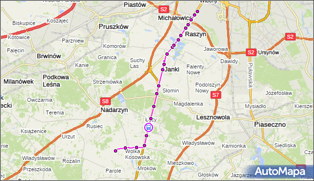 Rozkład jazdy autobusu 721 na przystanku Radiostacja Łazy 01. ZTM Warszawa na mapie Targeo