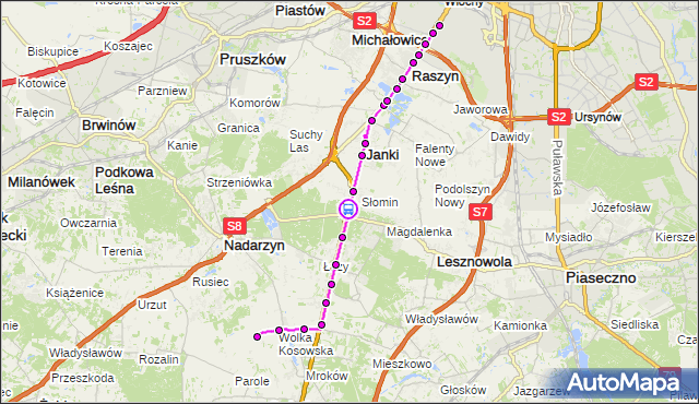 Rozkład jazdy autobusu 721 na przystanku Sękocin Las 01. ZTM Warszawa na mapie Targeo