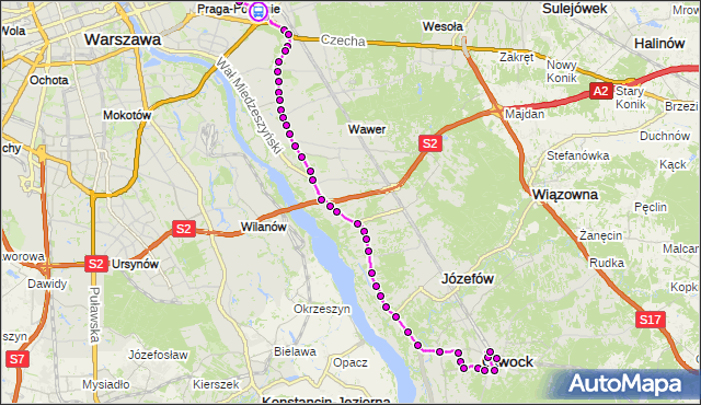 Rozkład jazdy autobusu 702 na przystanku Gocławek 02. ZTM Warszawa na mapie Targeo