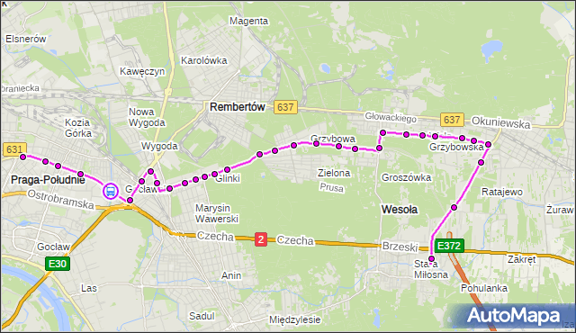 Rozkład jazdy autobusu 173 na przystanku Gocławek 02. ZTM Warszawa na mapie Targeo