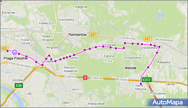 Rozkład jazdy autobusu 173 na przystanku Wspólna Droga 02. ZTM Warszawa na mapie Targeo