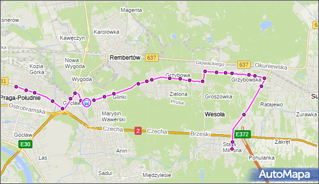 Rozkład jazdy autobusu 173 na przystanku Łysakowska 01. ZTM Warszawa na mapie Targeo