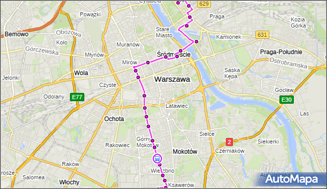 Rozkład jazdy autobusu 174 na przystanku Odyńca 01. ZTM Warszawa na mapie Targeo