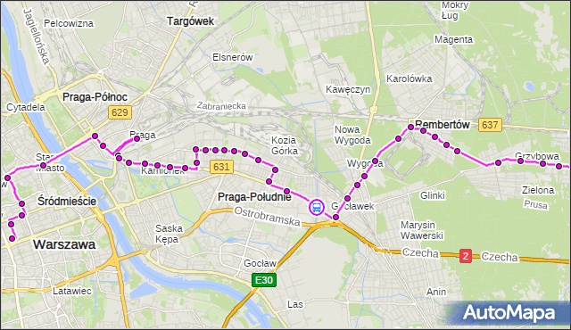 Rozkład jazdy autobusu N71 na przystanku Gocławek 02. ZTM Warszawa na mapie Targeo