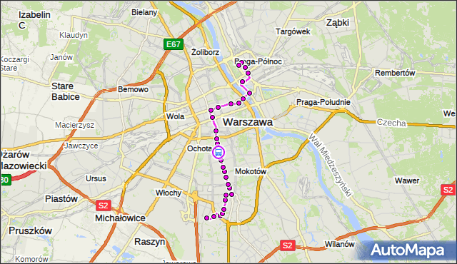 Rozkład jazdy autobusu 174 na przystanku Metro Pole Mokotowskie 02. ZTM Warszawa na mapie Targeo