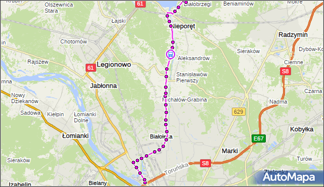 Rozkład jazdy autobusu 705 na przystanku Aleksandrów 02. ZTM Warszawa na mapie Targeo