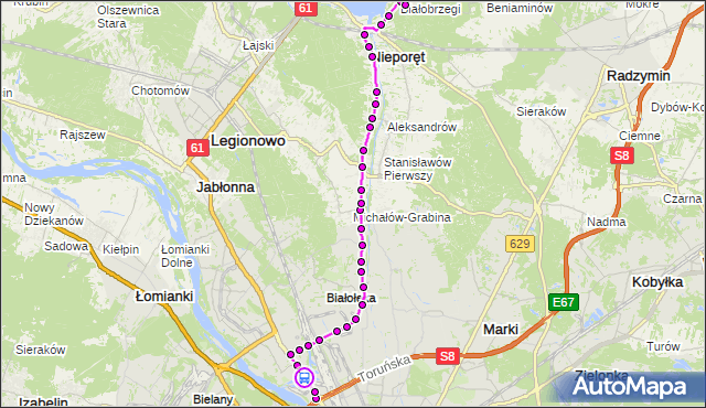 Rozkład jazdy autobusu 705 na przystanku Kanał Żerański 02. ZTM Warszawa na mapie Targeo