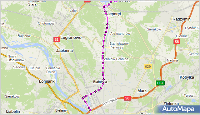 białobrzegi k warszawy mapa Rozkład jazdy autobusu 705 na przystanku Białobrzegi 01. ZTM 